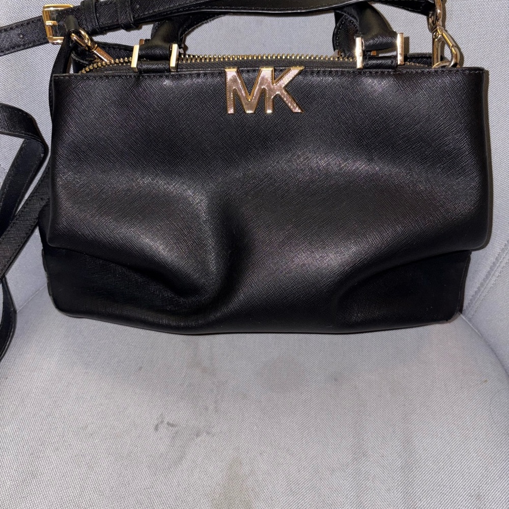 Michael Kors Black Shoulder Bag with Gold Accents